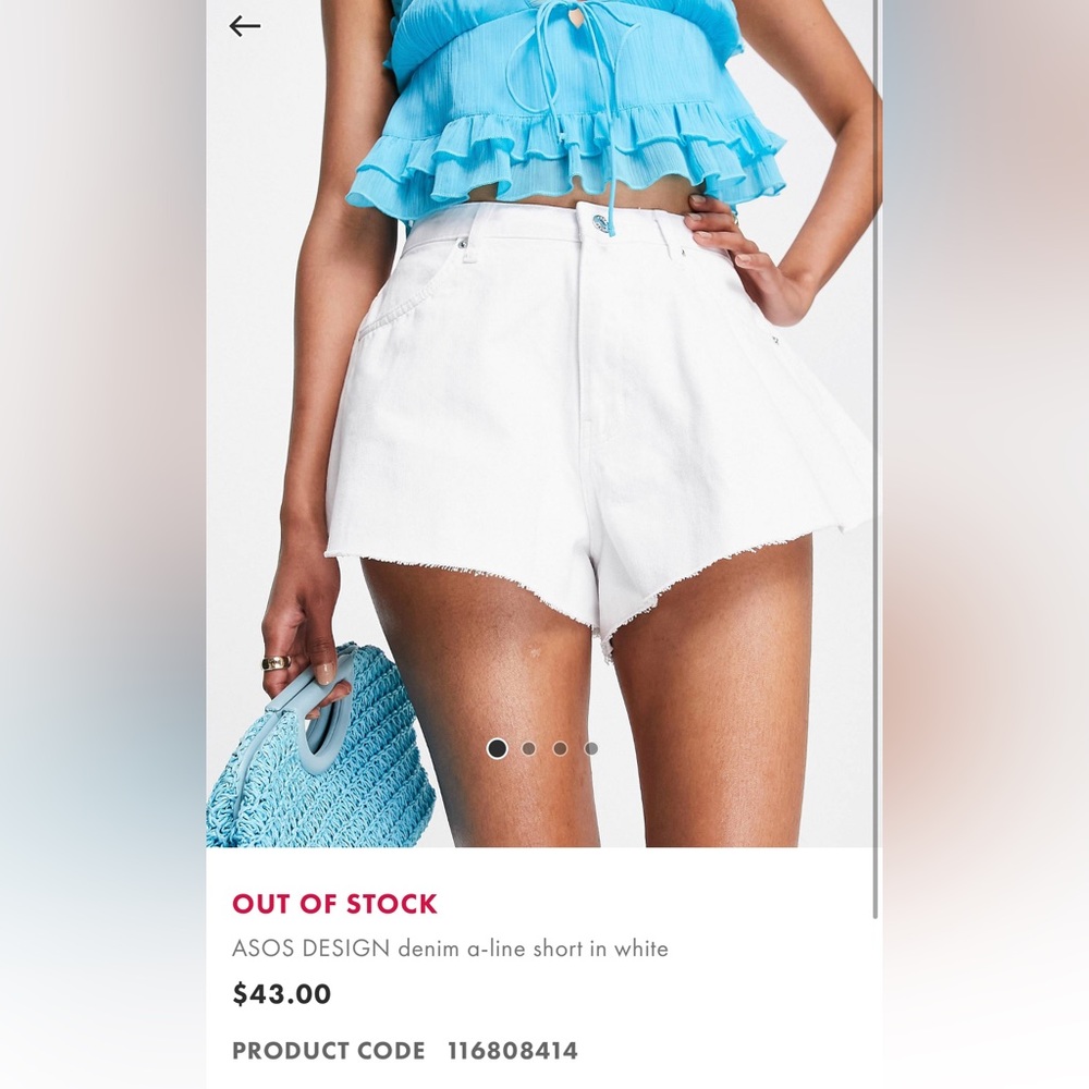 ASOS DESIGN denim a-line short in white
